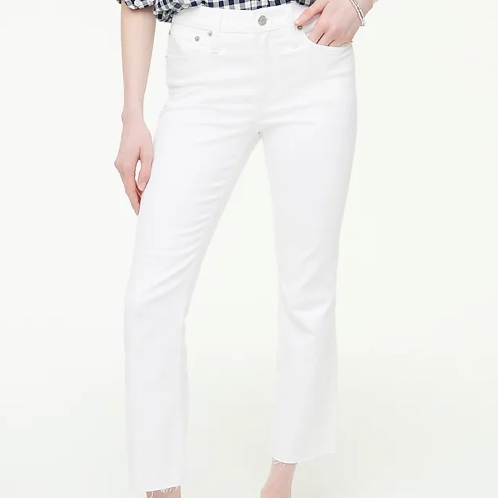 J crew flare crop white jeans signature stretch
